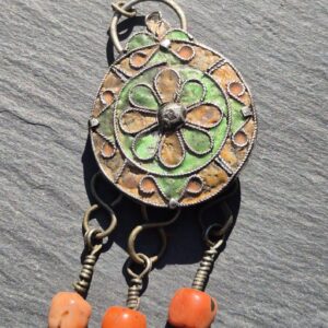 Berber Amazigh traditioneller Amulett Anhänger Emaille Koralle Necklace