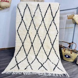 Hand Knotted Berber Beni Ourain Azilal Wool Rug