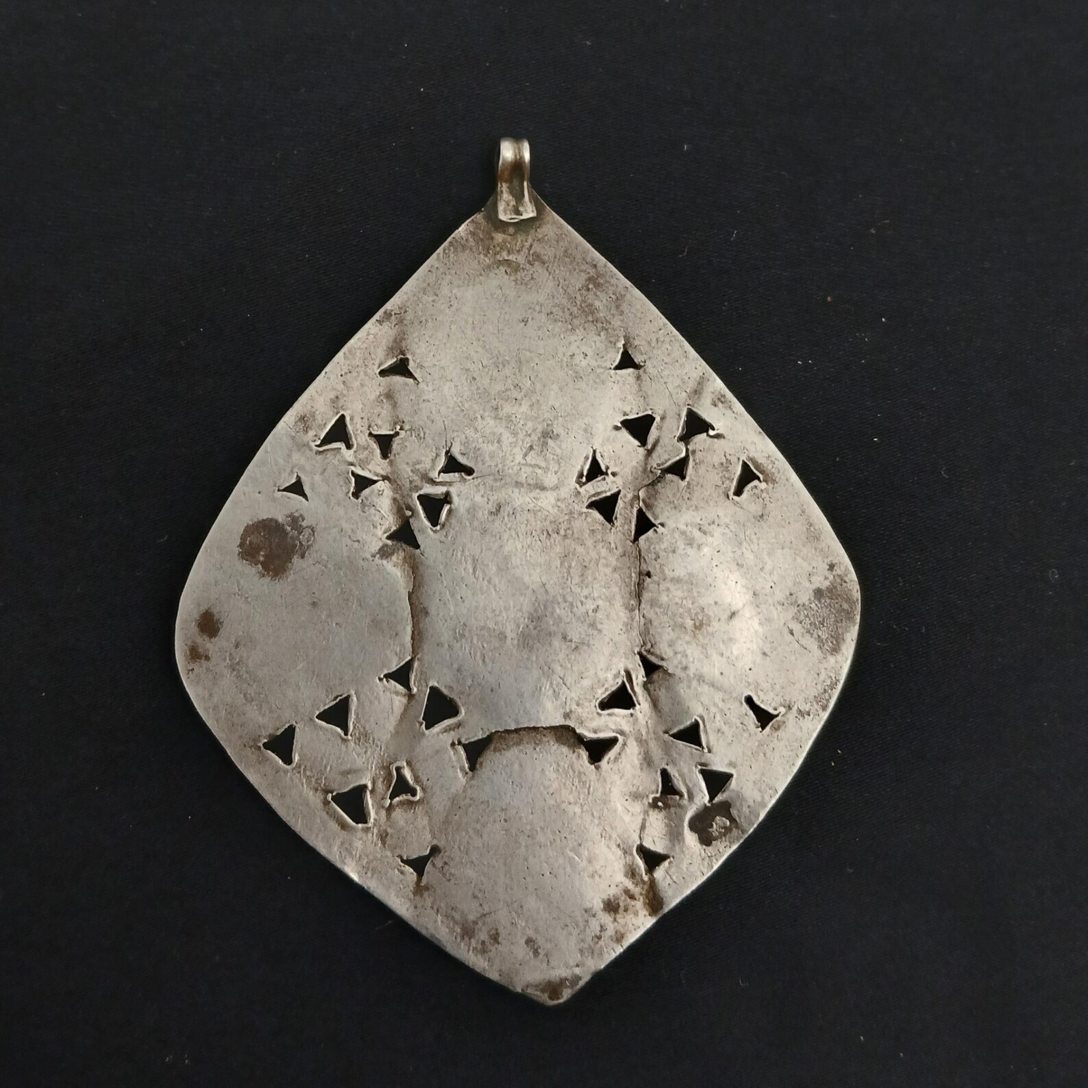 Antique Berber Khamsa Silver Pendant Necklace Handmade Jewelry