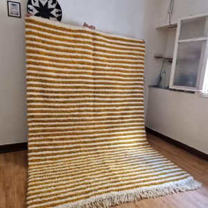Berber Handmade Wool Rug with Brown Levels Pattern Design
