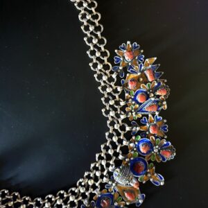 Exceptionnel Superbe Amazigh Berber Kabyle Tifinagh Silver Coral Enamel Necklace