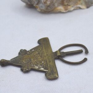 Amazigh Berber Vintage Bronze Fibula Pin with Engraved Tribal Design