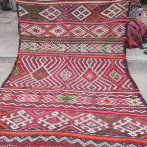 Vintage Berber Amazigh Handmade Tribal Rug with Geometric Motifs