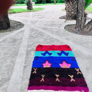 Colorful Berber Beni Ourain Wool Rug Abstract Tribal Carpet