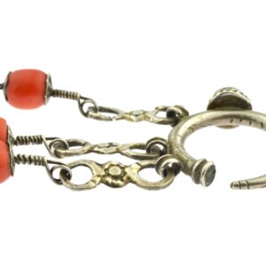 Amazigh DEWWAH Antique Coral Earrings with Silver Design