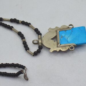 Amazigh Tuareg Berber Turquoise Pendant Black Bead Necklace