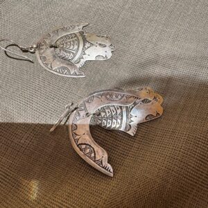 Berber Hamsa Silver Earrings with Hand Engraved Tribal Design