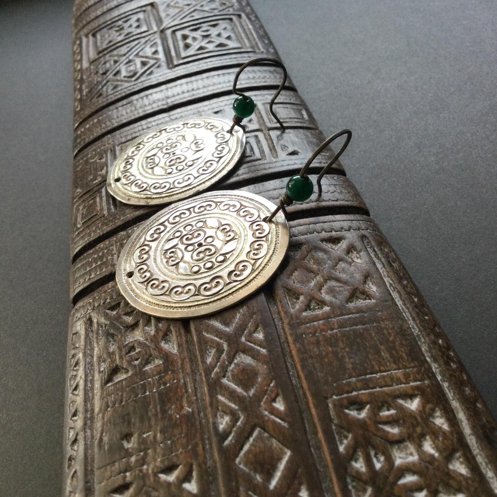 Berber Amazigh Hand Chased Silver Earrings With Vintage Design
