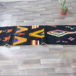 Handwoven Berber Boujaad Rug, know that Colorful Wool Runner