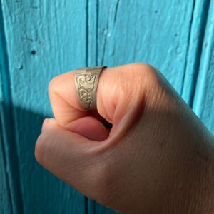 Antique Amazigh Berber Silver Ring with Geometric Engraved Motifs