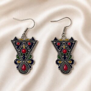 Kabyle Amazigh Geometric Drop Earrings with Berber Heritage Design