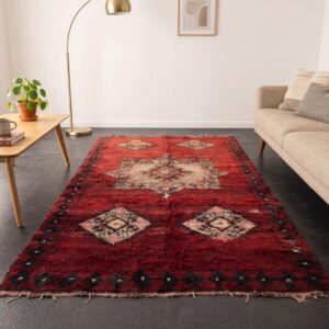 Berber Boujaad Wool Rug Handmade Vintage Atlas Living Room