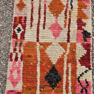 Colorful Berber Azilal Wool Runner Geometric Carpet Rug