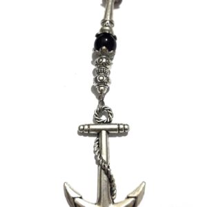 Berber Amazigh Agate Necklace with Tuareg Anchor Marine Design