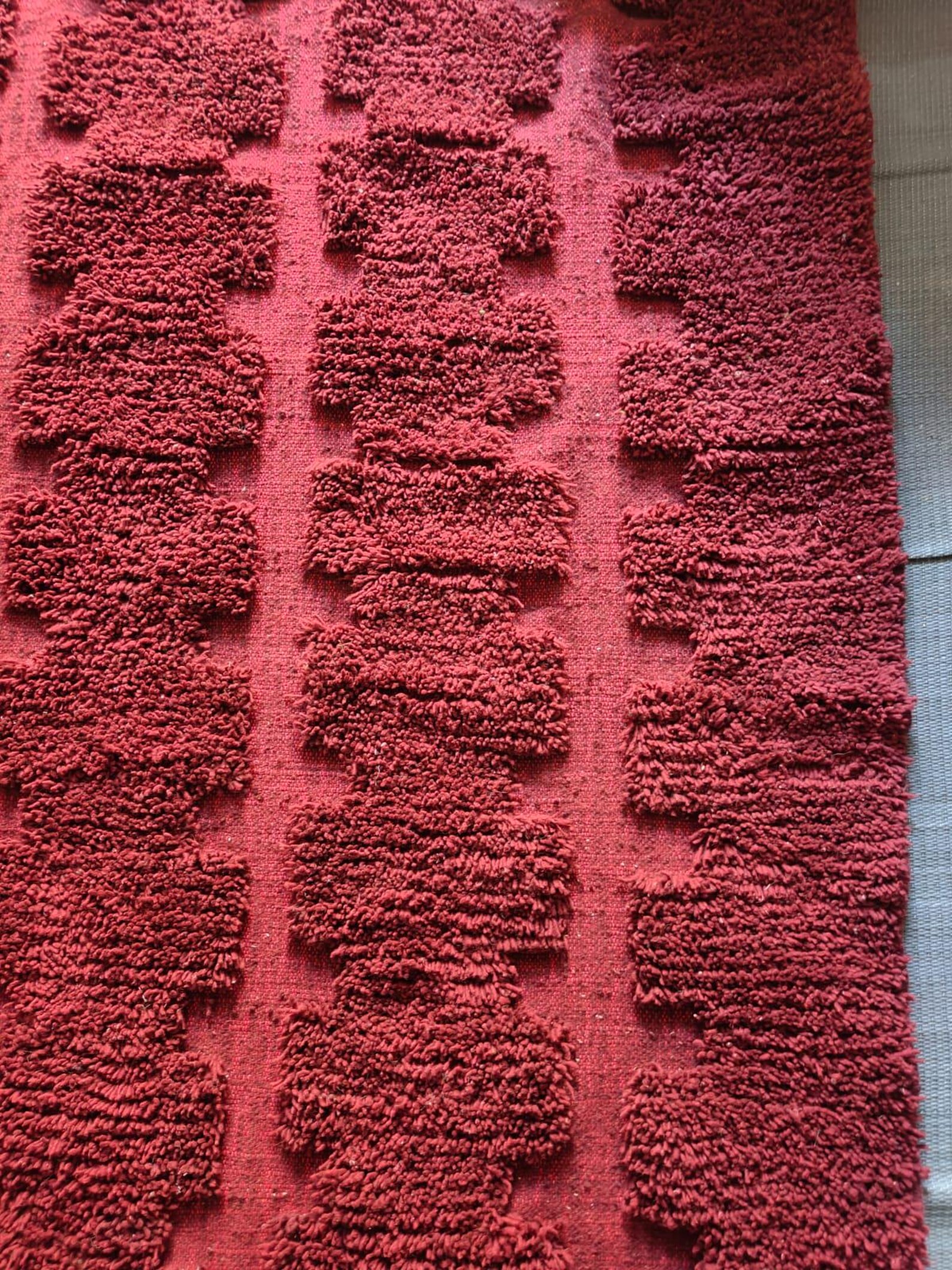 Berber Burgundy Beni Ourain Textured Wool Geometric Rug