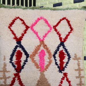 Handwoven Azilal Berber Wool Rug with Bohemian Geometric Design