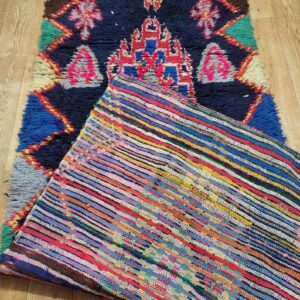 Berber Handwoven Tribal Wool Runner Rug with Vintage Cotton Patterns