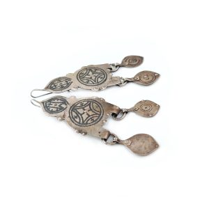 Amazigh Antique Niello Silver Earrings with Berber Heritage