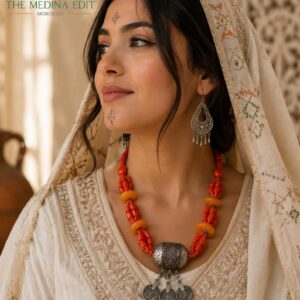 Amazigh Saharan Timeless Heritage Necklace with Coral Beads