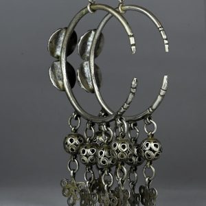 Berber Antichi orecchini berberi Cerchio Silver Earrings with Enamel Amazigh Details