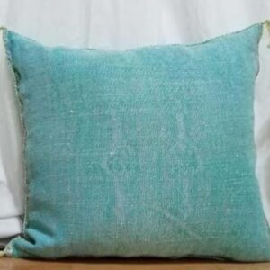 Berber Amazigh Turquoise Pillow Cover with Geometric Woven Design