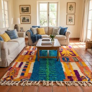 Colorful Berber Boujaad Azilal Wool Handmade Artisan Rug