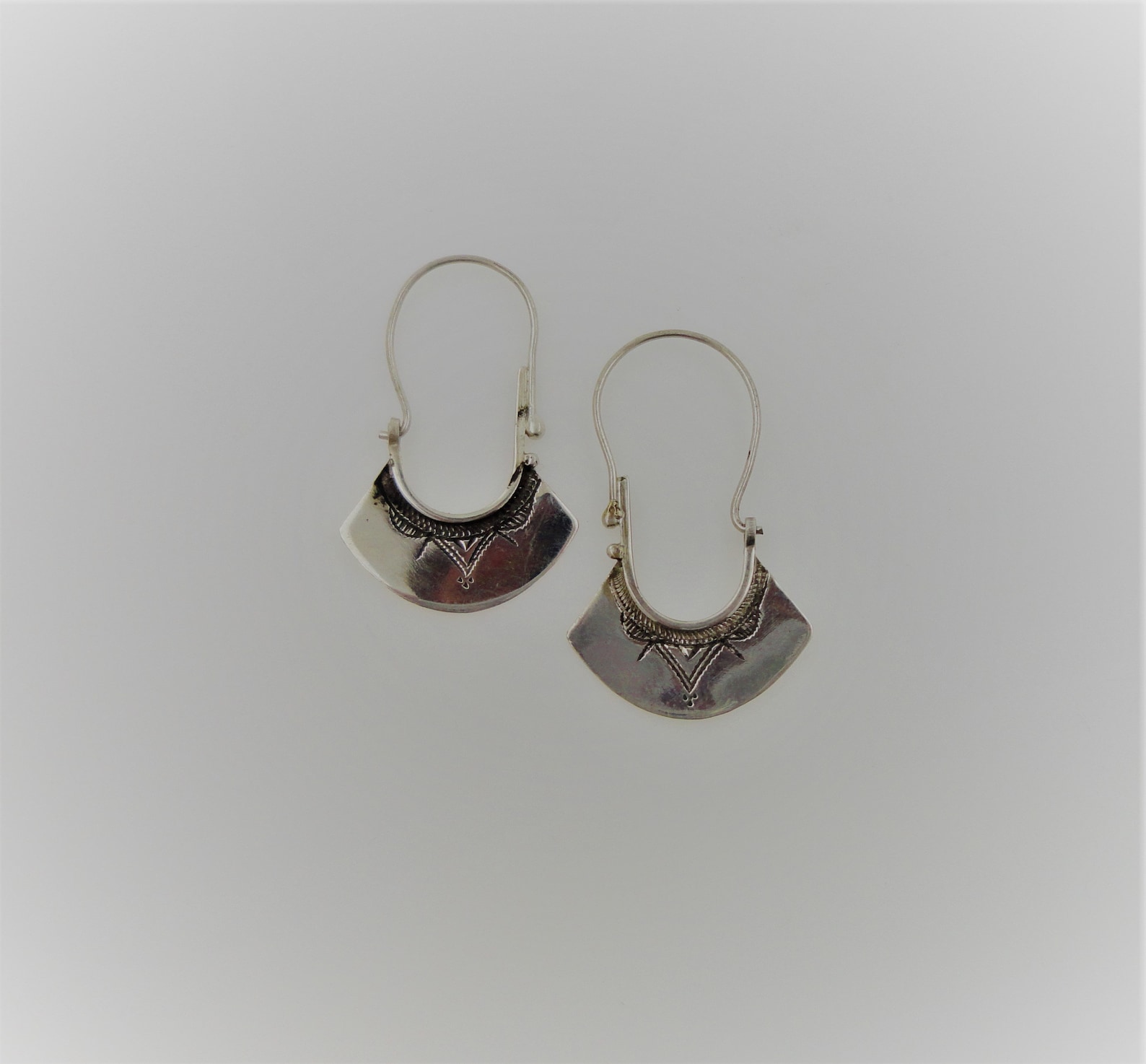 Berber Tuareg Silver Flared Hoop Earrings Tribal Style