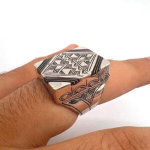 Berber Tuareg Ebony Sterling Silver Ring Size 10 Vintage Jewelry