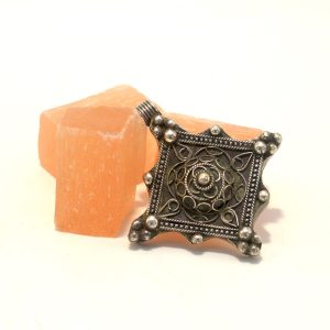 Berber Tuareg Silver Cross Pendant Necklace with Geometric Artisan Design