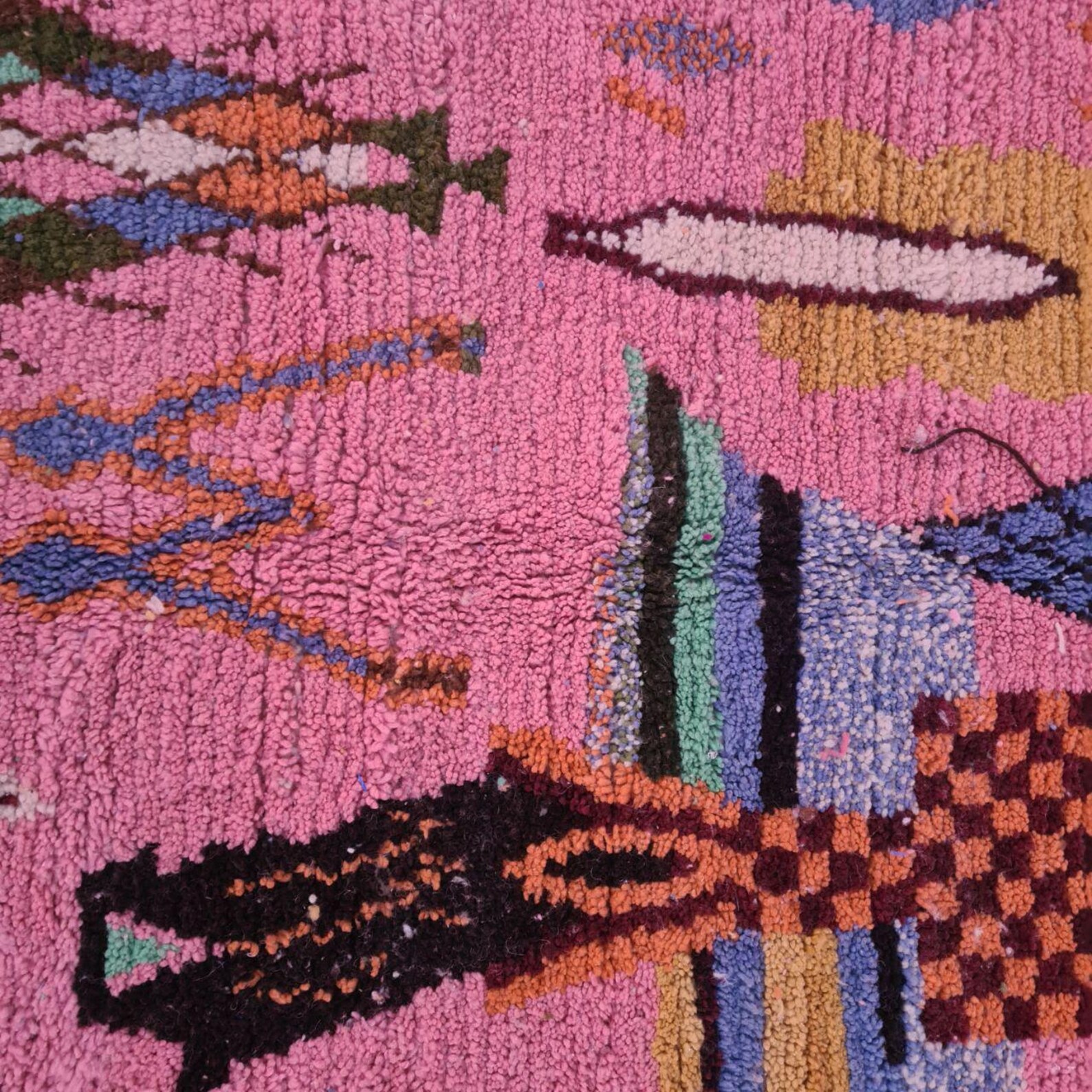Berber Boujaad Handmade Wool Rug Pink Tribal Decor