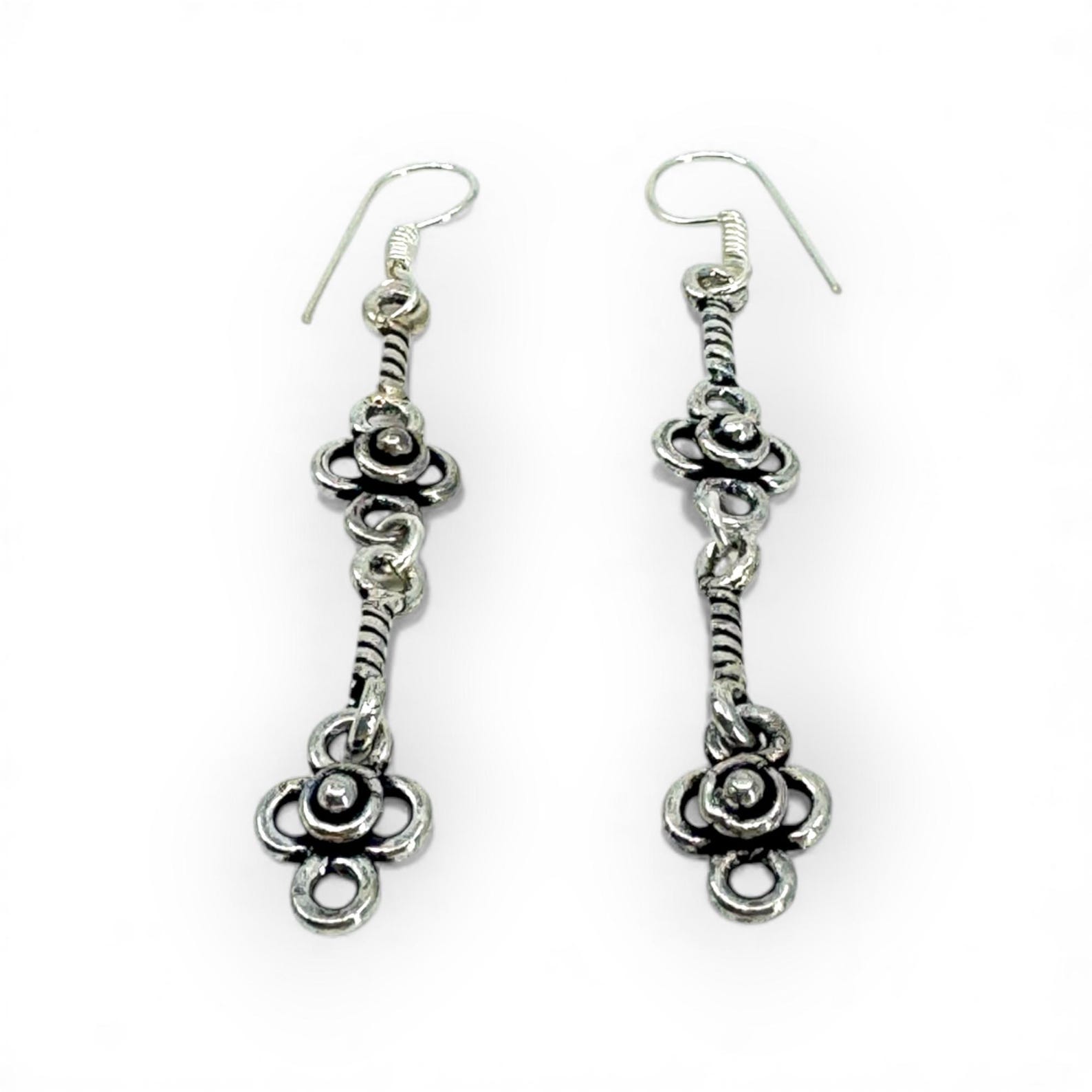Amazigh Berber berbères Silver Earrings with Traditional Pendant Motifs