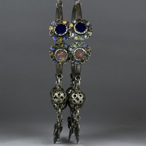 Berber Antichi orecchini berberi Cerchio Silver Earrings with Enamel Amazigh Details