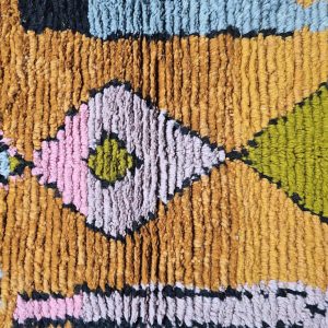 Berber Handmade Beni Ourain Round Shaggy Circle Rug Colorful Wool Design