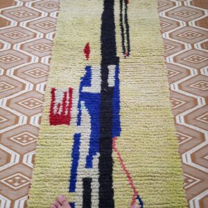 Amazigh Berber Wool Runner Rug with Abstract Geometric Design