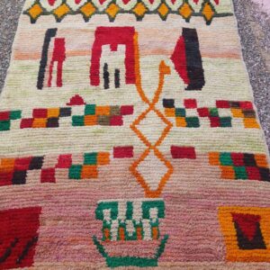 Amazigh Berber Handmade Wool Rug with Colorful Geometric Tribal Design