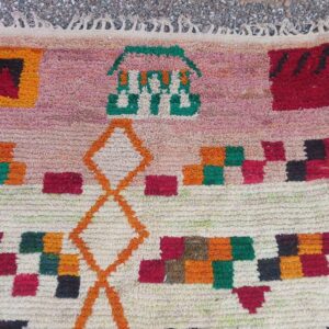 Amazigh Berber Handmade Wool Rug with Colorful Geometric Tribal Design