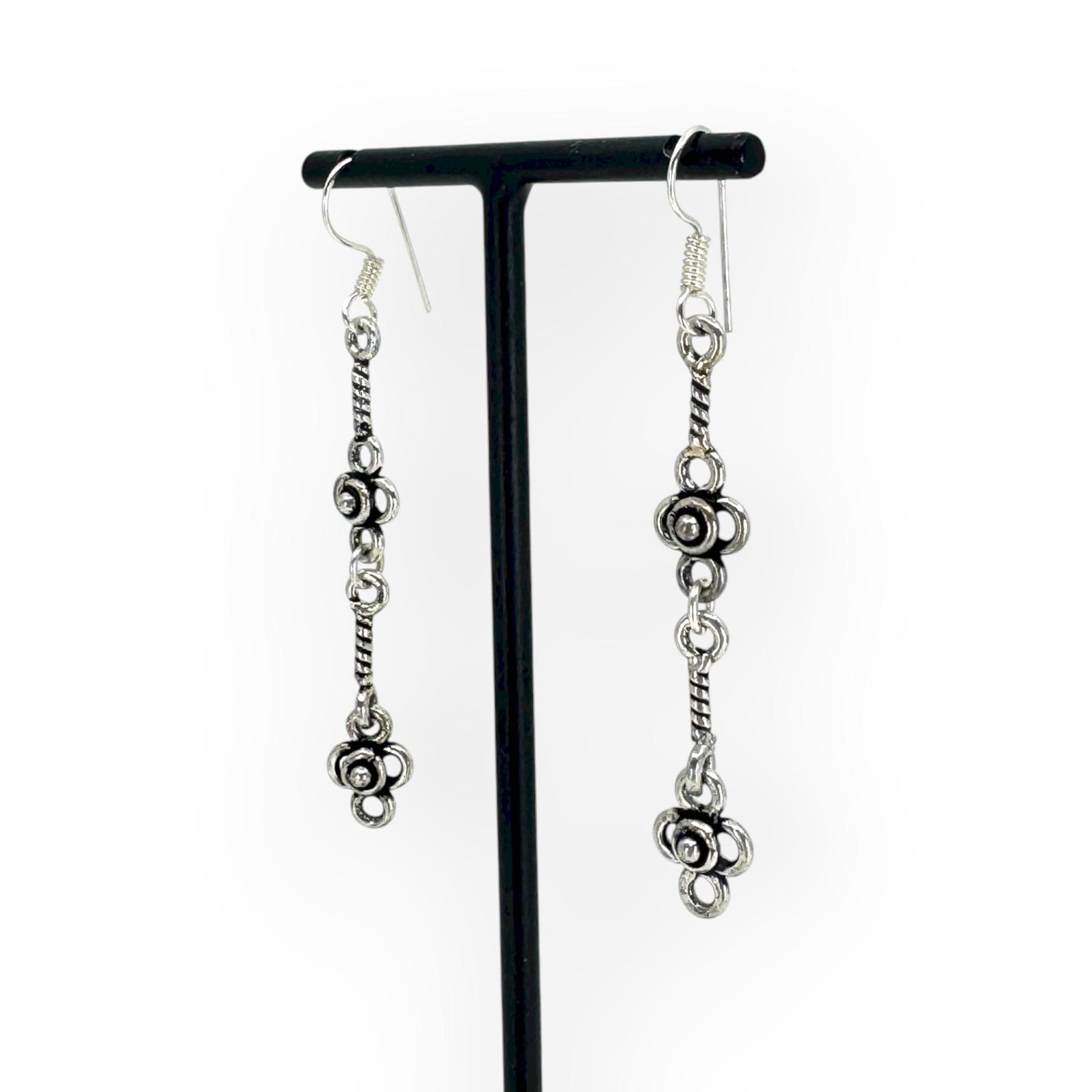 Amazigh Berber berbères Silver Earrings with Traditional Pendant Motifs