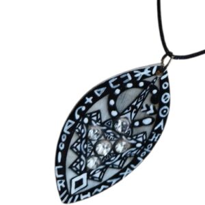 Amazigh Sustainable Ox Horn Pendant Necklace with Geometric Carving Design