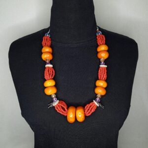 Amazigh Berber Handmade Resin Bead Statement Necklace with Tuareg Style