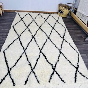 Hand Knotted Berber Beni Ourain Azilal Wool Rug