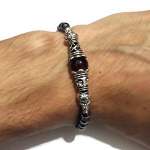 Amazigh Berber Hamsa Hematite Bracelet with Adjustable Cord