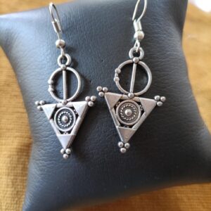 Amazigh Bereber Hamsa Earrings with Silver Plated Heritage Design