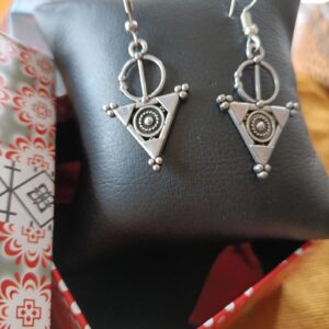 Amazigh Bereber Hamsa Earrings with Silver Plated Heritage Design