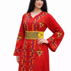 Amazigh Berber Tifinagh Embroidered Kaftan with Matching Belt