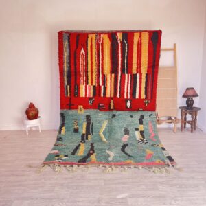 Amazigh Berber Beni Ourain Wool Rug with Boho Home Decor