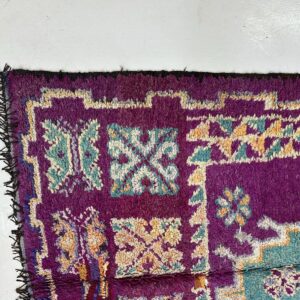 Vintage Purple Berber Amazigh Wool Rug with Tribal Motifs
