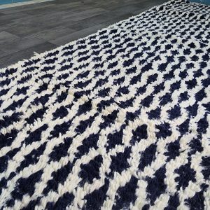 Berber Handmade Black Ivory Diamond Runner Hallway Rug Custom Size