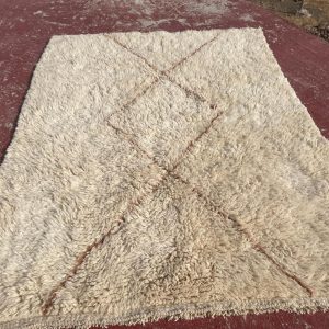 Berber Handmade Ivory Beni Ourain Wool Geometric Rug