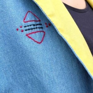 Berber Gilet Inspired Obi Belt with Amazigh Embroidery Design