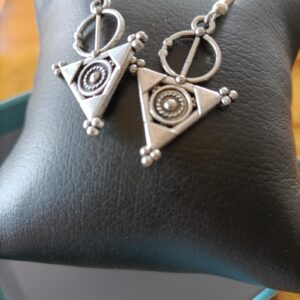 Amazigh Bereber Hamsa Earrings with Silver Plated Heritage Design